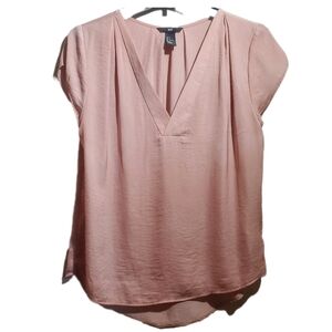 H&M Conscious Silky Blush Popover Vee Neck Blouse Women’s Size 6 EUC